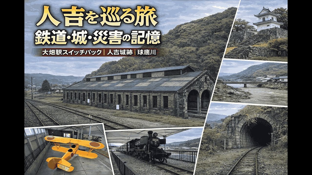 【人吉観光】城・鉄道・SL・災害の記憶｜人吉城跡・大畑駅スイッチバック・球磨川豪雨【九州旅⑮】