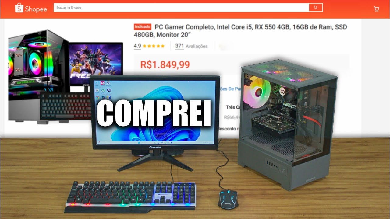 COMPREI O PC GAMER COMPLETO MAIS VENDIDO DA SHOPEE POR 1.850 REAIS