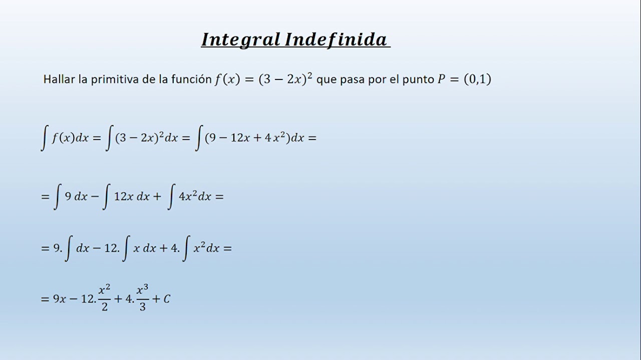 Hallar la primitiva que pase por un punto - Integrales
