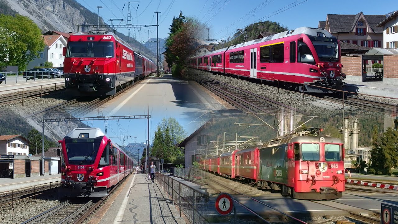 Domat/Ems | Allegra und Alvra-Gliederzüge vs. lokbespannte Altbauzüge mit Ge 4/4 II | Trainspotting