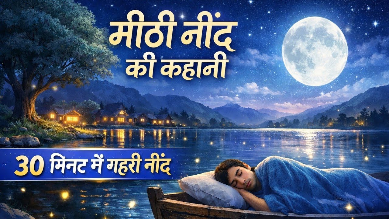 मीठी नींद की कहानी | शांत झील और चाँदनी वाला गाँव | 30 मिनट में गहरी नींद