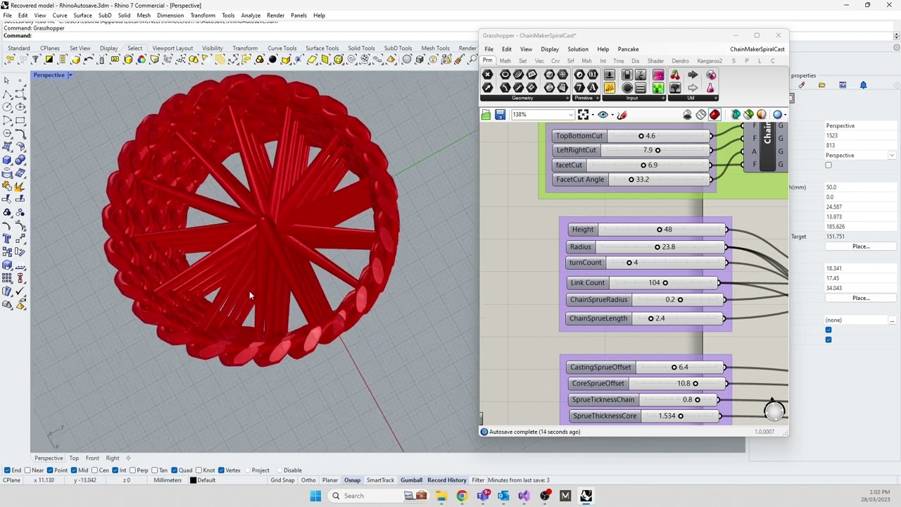 Cast in Place chain builder Grasshopper
