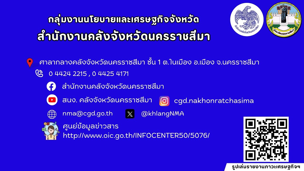 รายงานภาวะเศรษฐกิจการคลังจังหวัดนครราชสีมา ประจำเดือน ก ค  2568