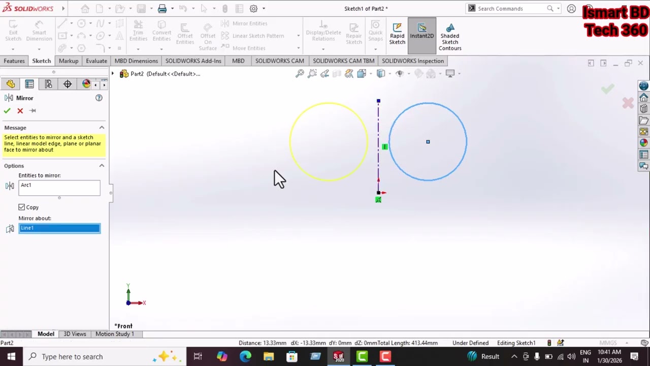 How to use Mirror Entities Tool in SOLIDWORKS