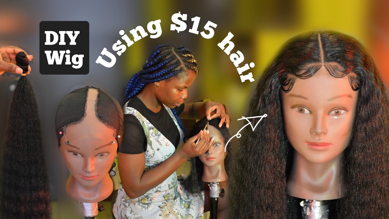 $15 Hair | 🥰 How To Make A Beautiful Wig Using One Pack Of Kinky Straight Hair