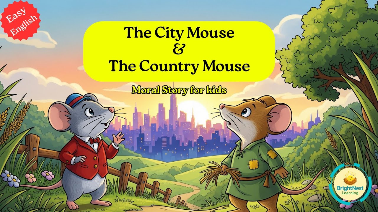 The City Mouse and the Country Mouse 🐭 | Animated Moral Story for Kids | BrightNest Learning 
