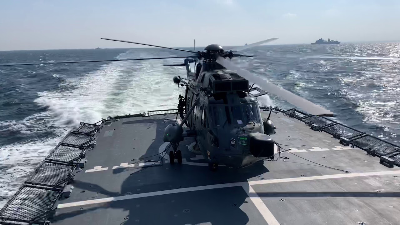 Hubschrauber auf der Korvette Oldenburg