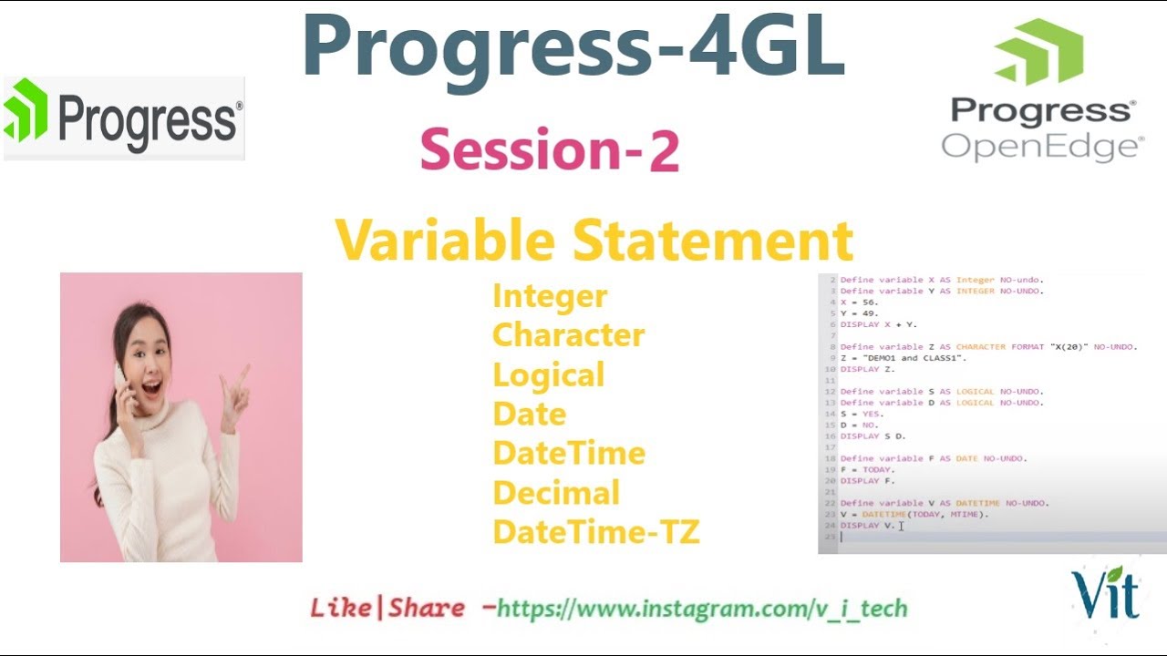 Progress 4GL -Session-2 | Data Types and Variables Declaration @vitechtalks | Progress Training