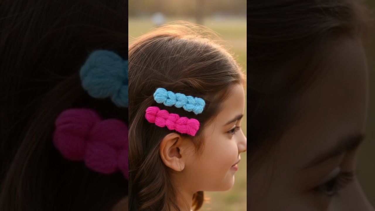 Crochet hair clip 💗🩵 #shorts #crochet #priyazkraft #diy
