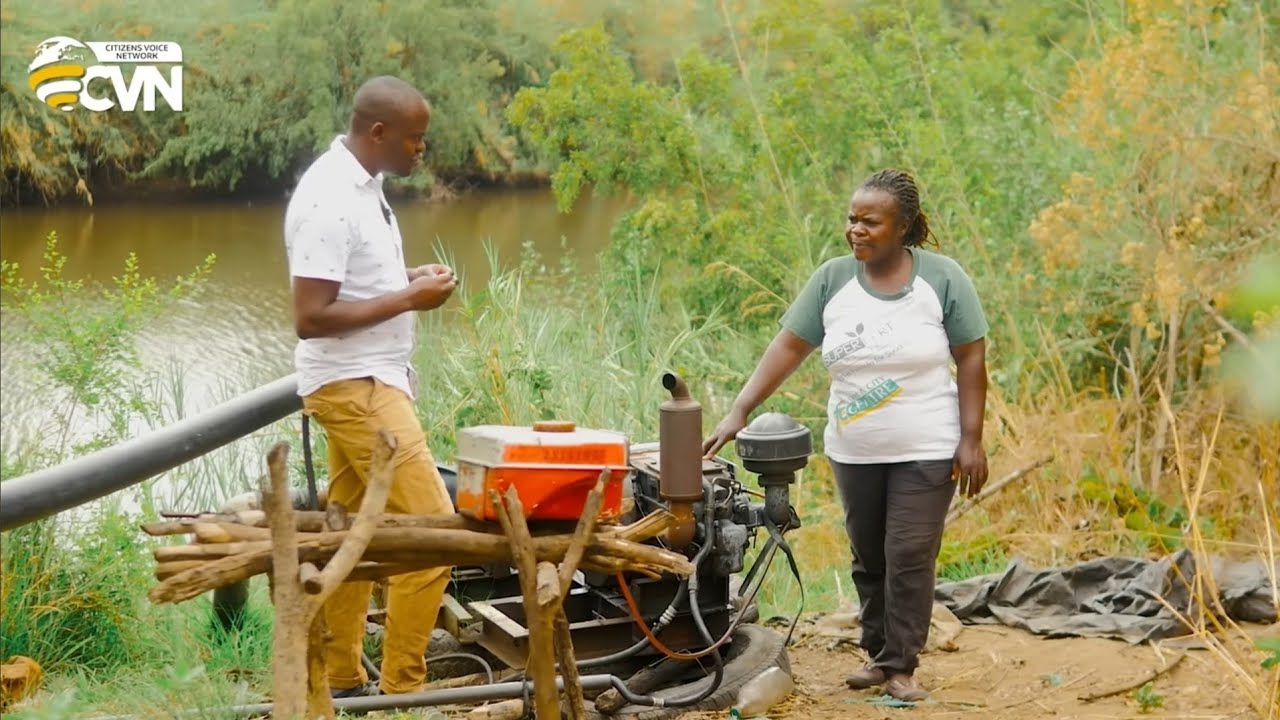 She generates water from a nearby river to irrigate 4 hectares of watermelon 🍉 and tomato plants.