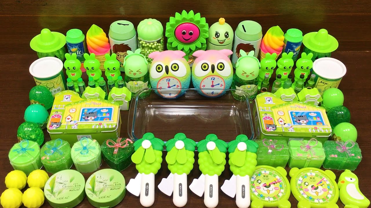 GREEN Slime ! Mixing Random Things into Store Bought Slime ! Relaxing Slime Videos #236 Misa Slime