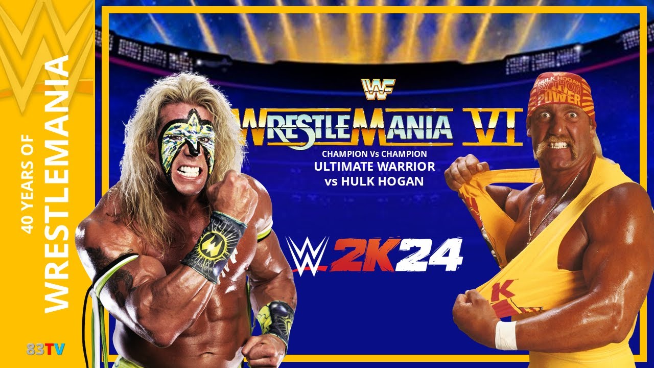 WRESTLEMANIA 6 - ULTIMATE WARRIOR Vs HULK HOGAN (WWE CHAMPIONSHIP & INTERCONTINENTAL) WWE 2K24