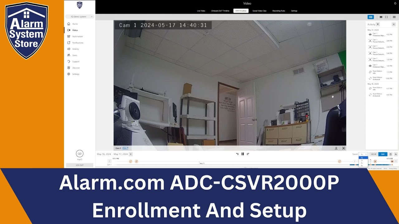 Alarm.com ADC-CSVR2000P Enrollment And Setup