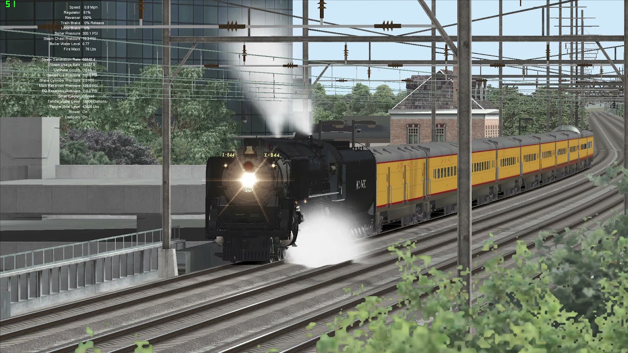 TS2022 Smokebox UP FEF-3 844 Steam Train Stops In New Brunswick, NJ on Amtrak's Northeast Corridor