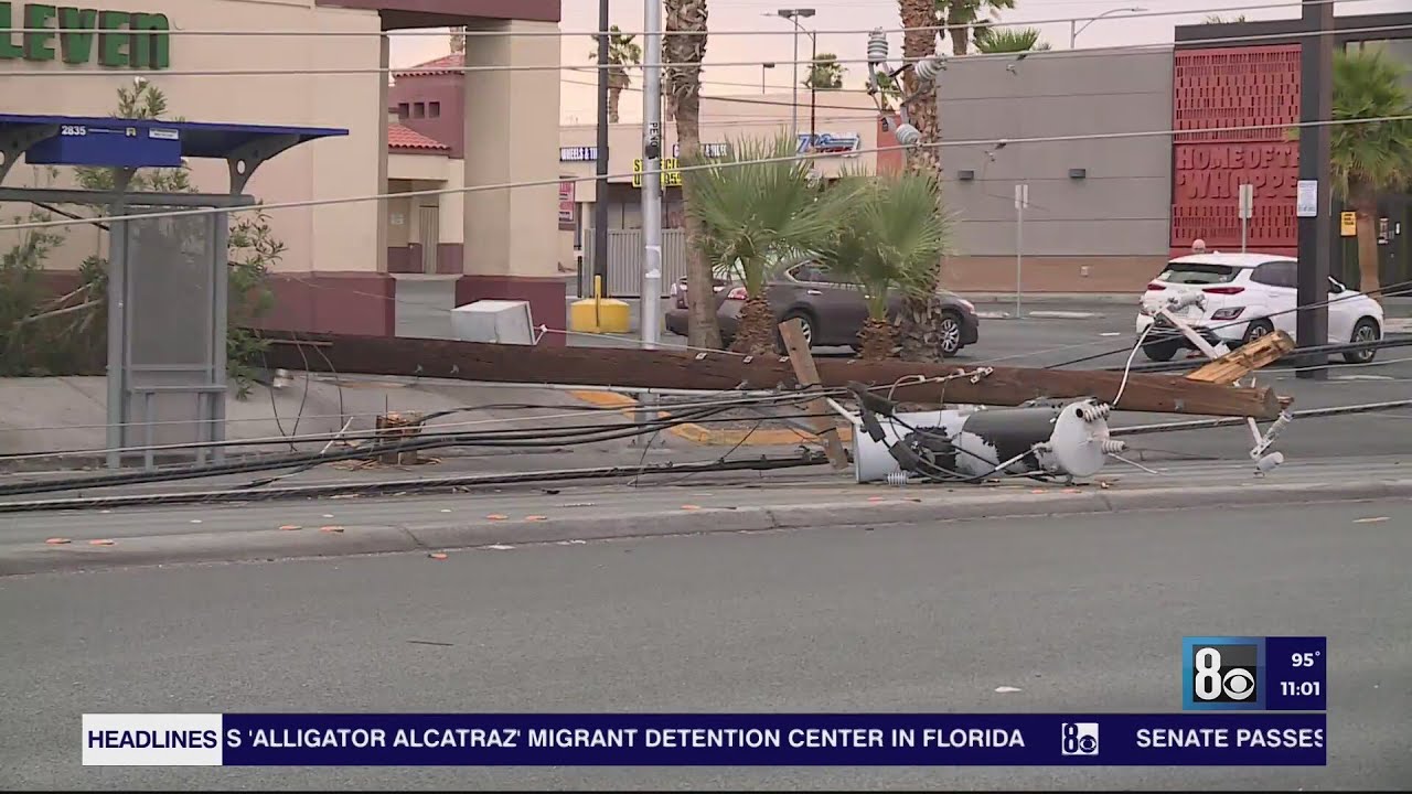 Las Vegas commuters, delivery drivers trapped by downed power lines