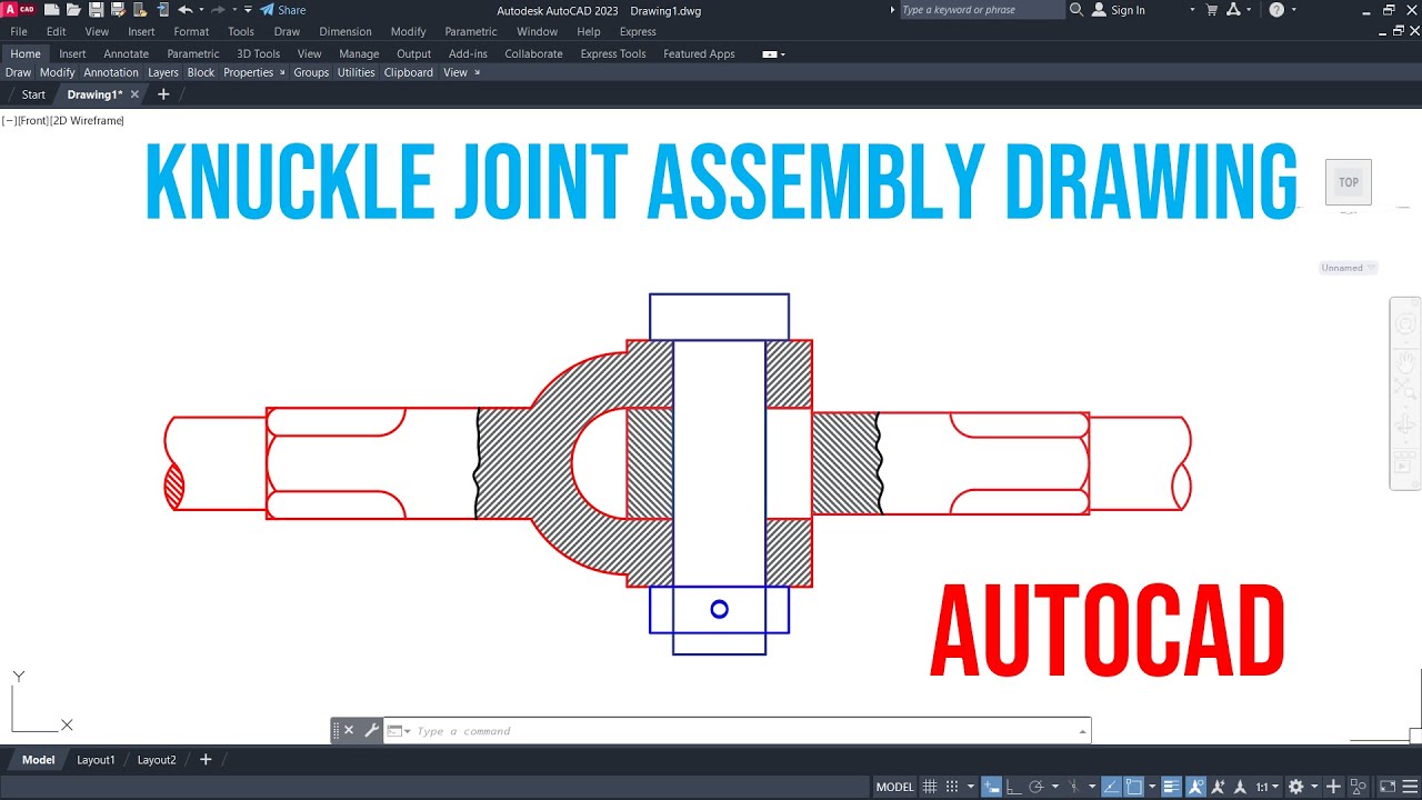 Knuckle Joint 2D Assembly #autocad #autocadtutorial #cadcam #cad #tutorial #drawing #cadcamtutorials