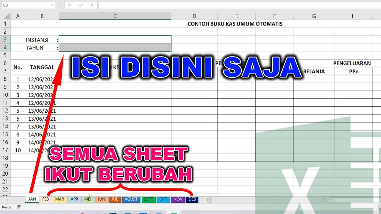 Cukup Isi Satu Sheet maka Semua Sheet Ikut Berubah - Trick Excel