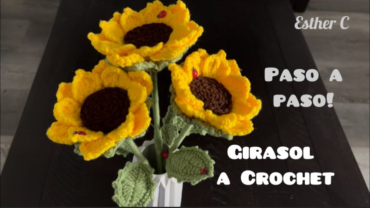 Girasoles Tejidos a Crochet 🌻 Flores a Crochet Paso a Paso ❤️ Tutorial GIRASOL a Crochet