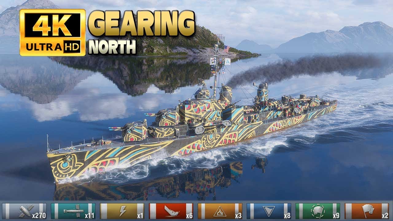 эсминец Gearing: 2х6 на карте Север - World of Warships