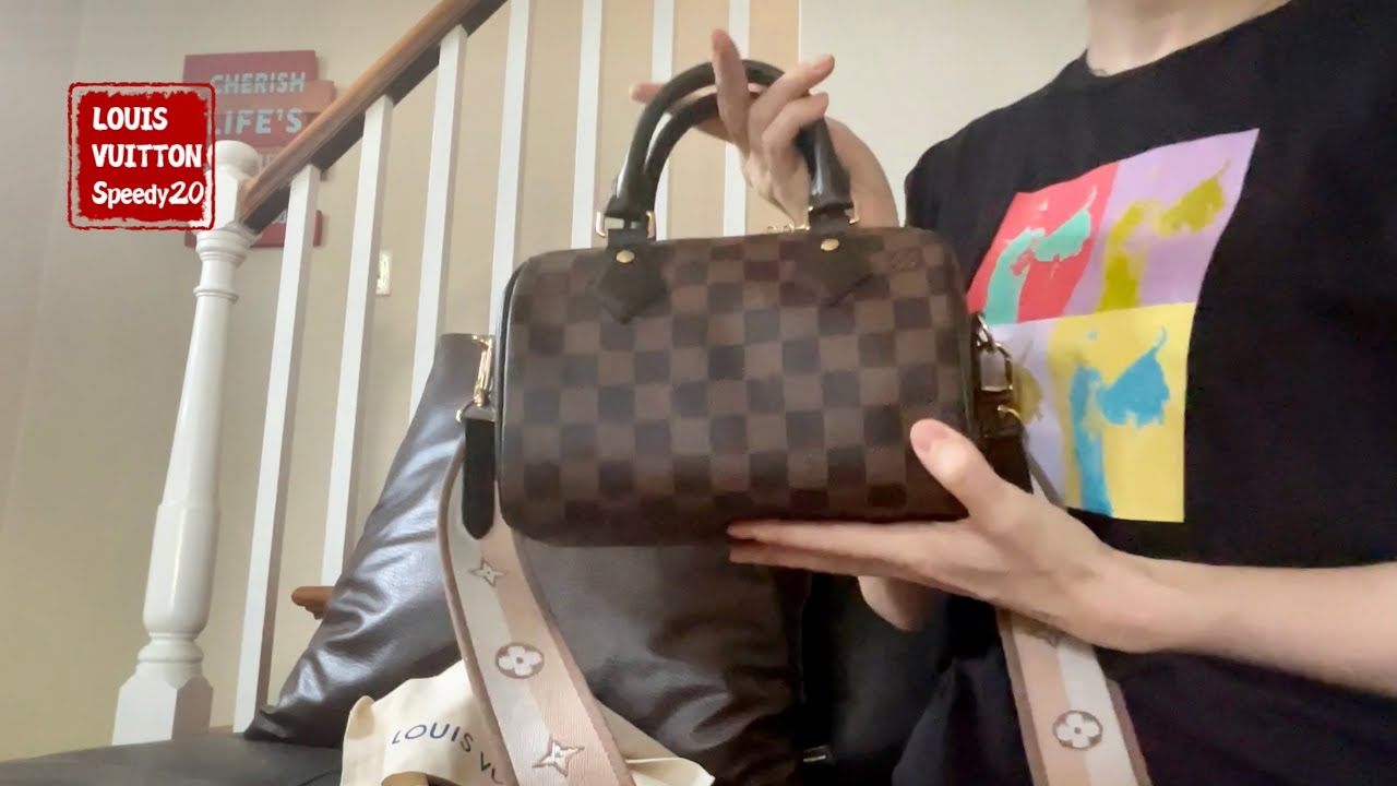 LOUIS VUITTON Speedy Bandoulière 20 Damier Ebene 经典LV波士顿包Speedy20 棋盘格肩带新款