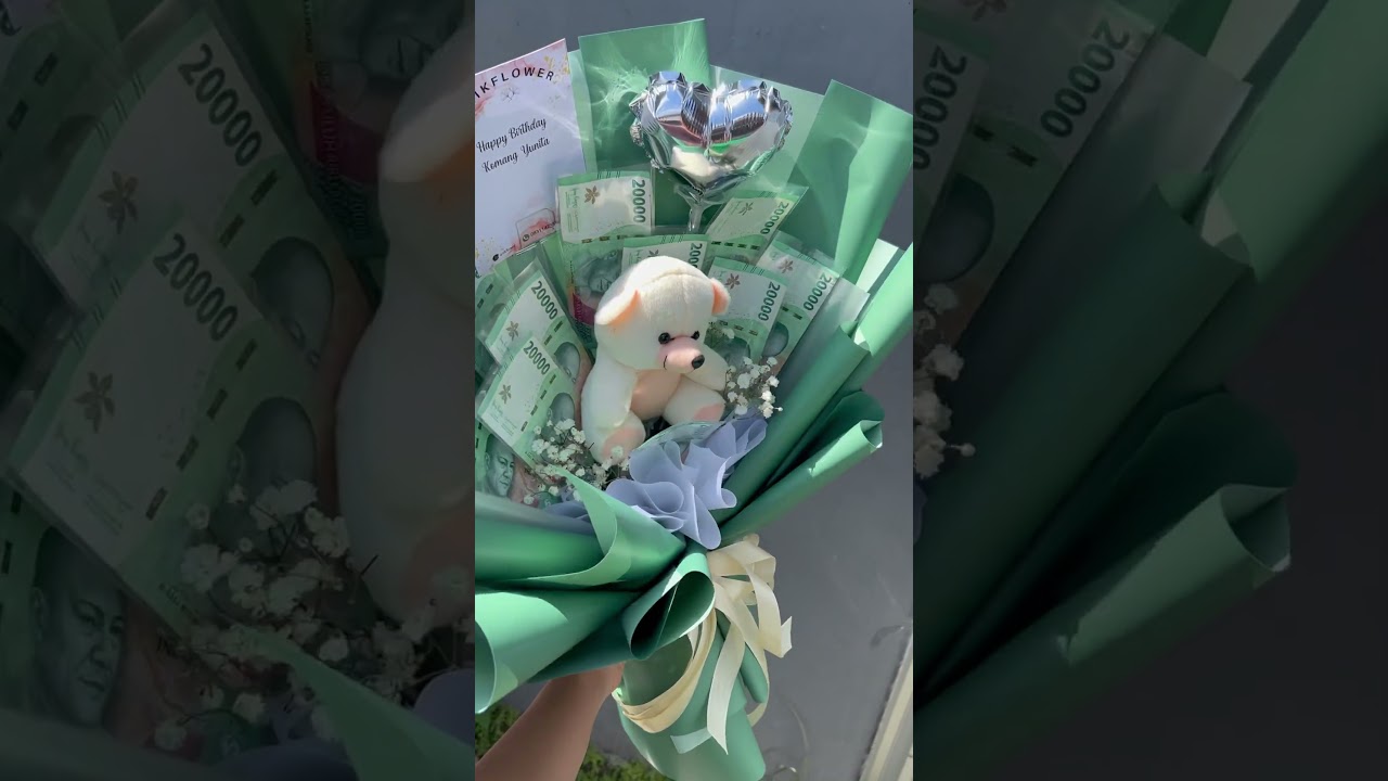 Money buket + doll by anikflower #giftideas #florist #bouquet #flowers