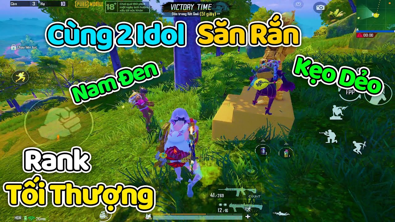 C&ugrave;ng 2 Idol Nam Đen vs Kẹo Dẻo C&agrave;n Qu&eacute;t Rắn Sanhok - PUBG Mobile