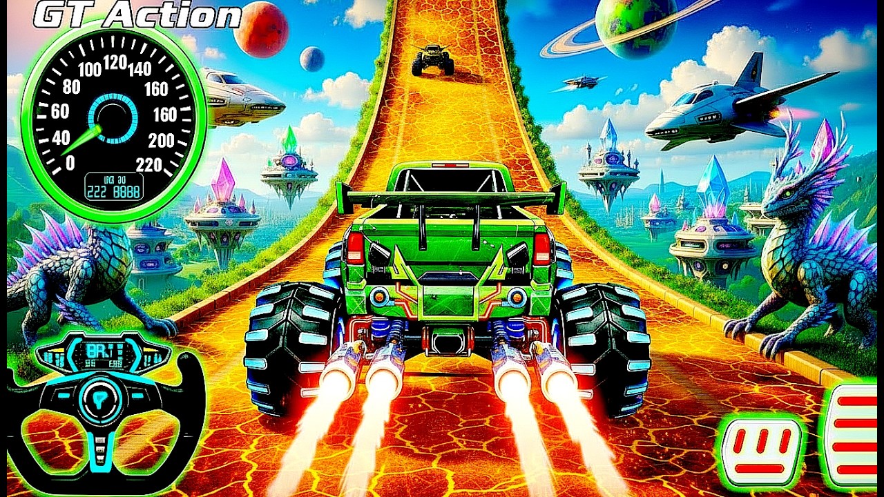 Mega Ramp Monster Car Racing 3D - Extreme Car Stunts -Android Gamepla #MegaRamp #3DGames #CarRacing