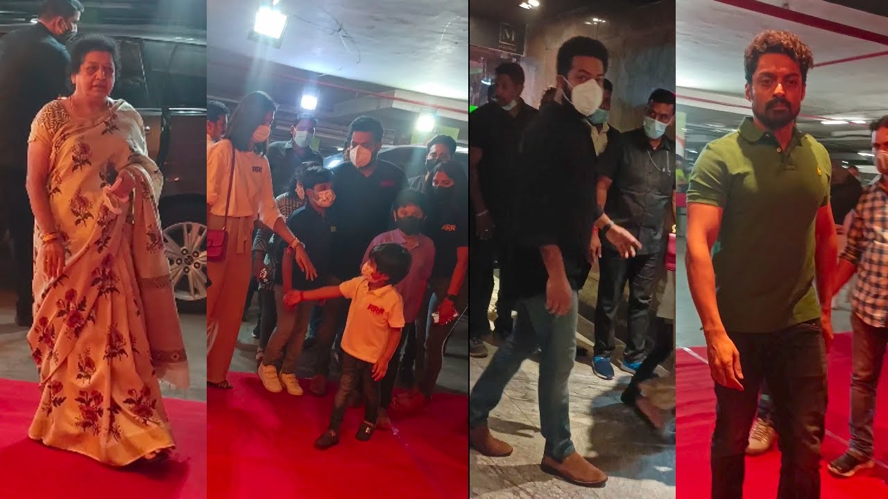 Jr NTR and Family Exclusive Visuals @ AMB Cinemas To Watch RRR | Kalyan Ram | Manastars