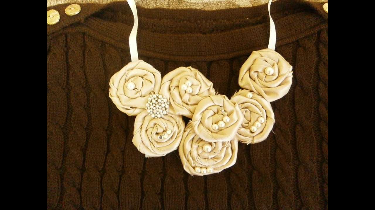 how to make flower necklace, DIY, bib necklace,Tutorial