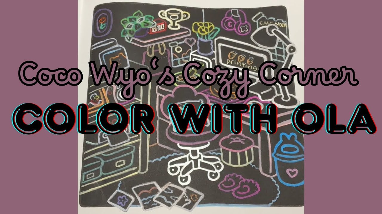 Color with Ola | Neon Acrylic Markers on Black✨ | Cozy Office | Coco Wyo's Cozy Corner