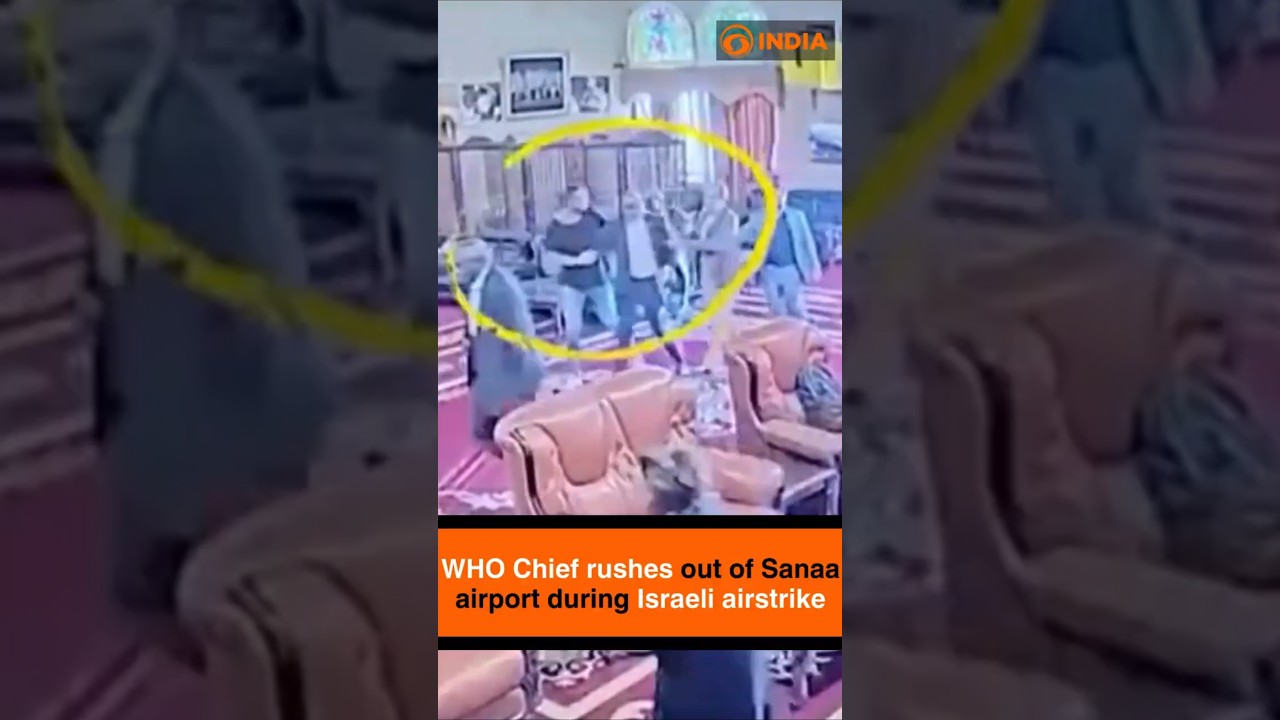 Footage shows WHO Chief rushes out of Sanaa airport during Israeli airstrike