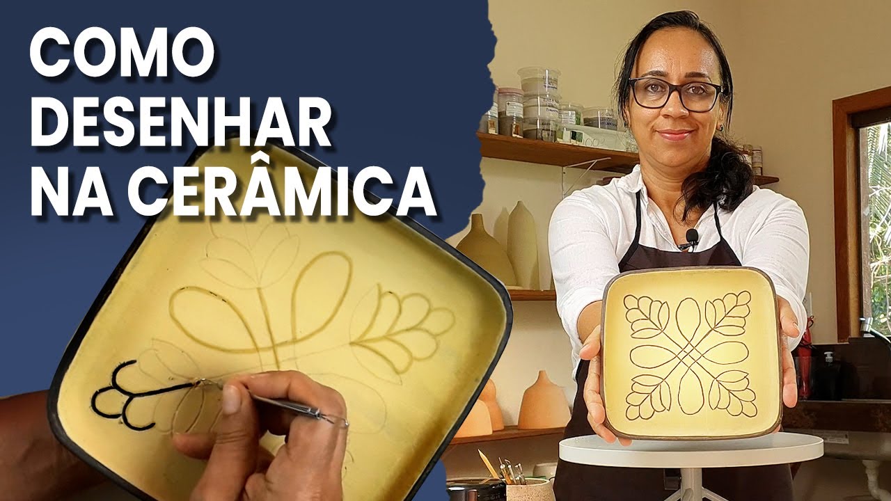 ESGRAFITO com DECALQUE -  Aula de Cerâmica
