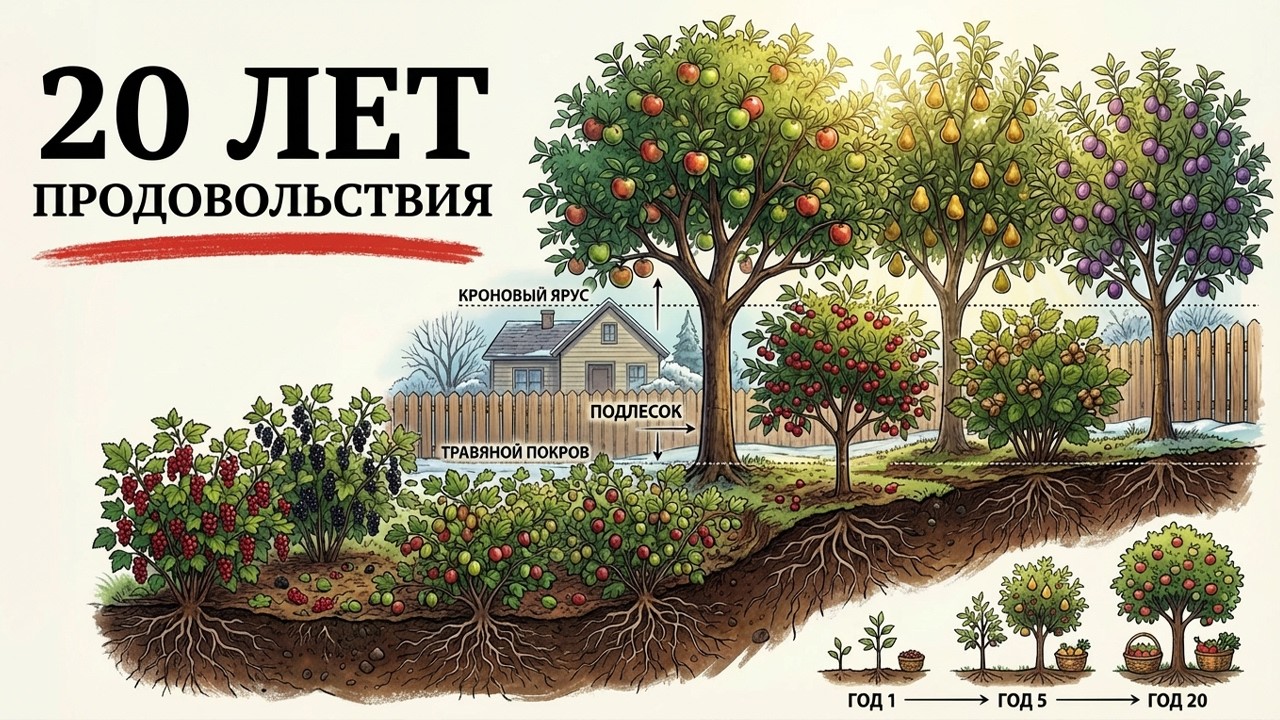 Создайте съедобный лес во дворе система из 7 деревьев, которая кормит вас 20 ЛЕТ