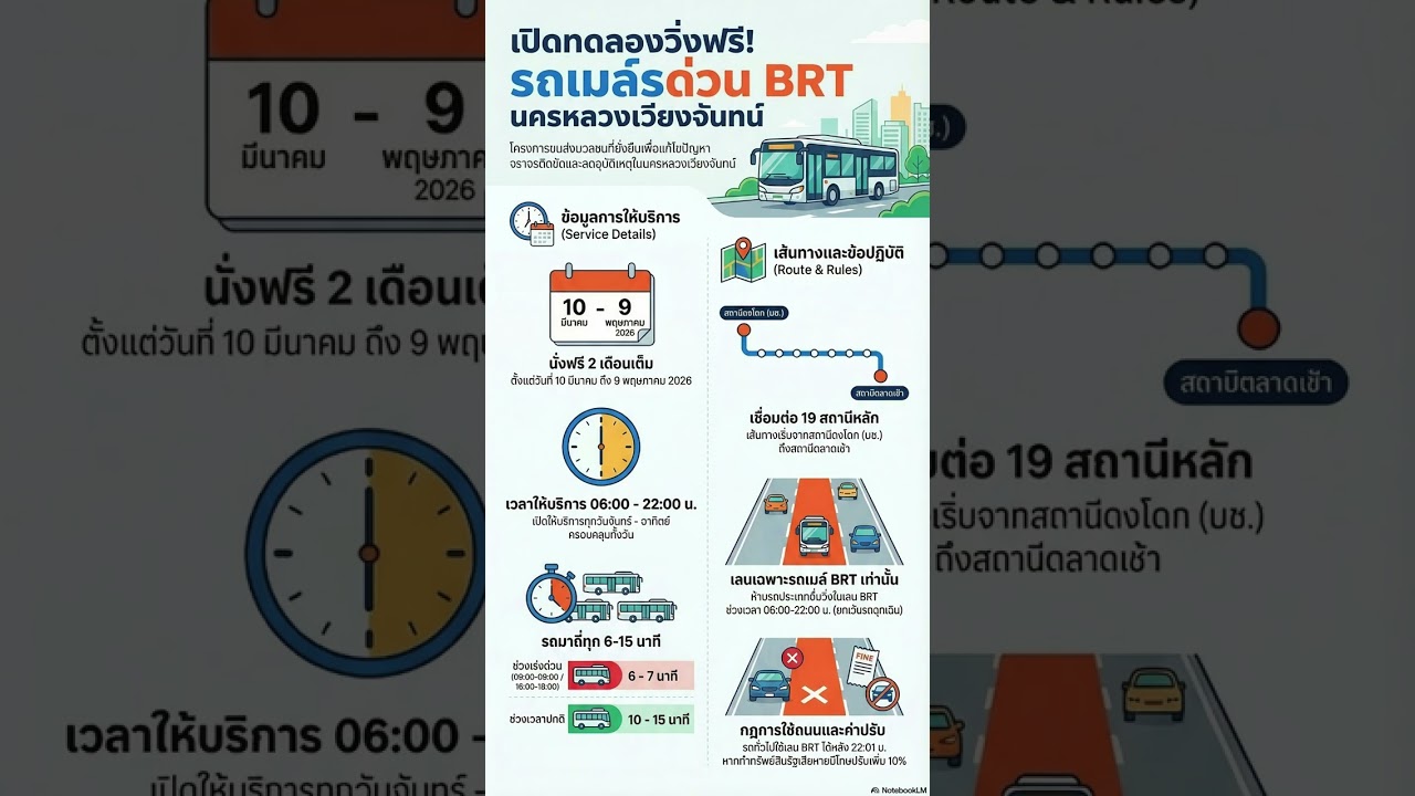 บีอาร์ทีเวียงจันทน์วิ่งฟรีพร้อมกฎเหล็ก