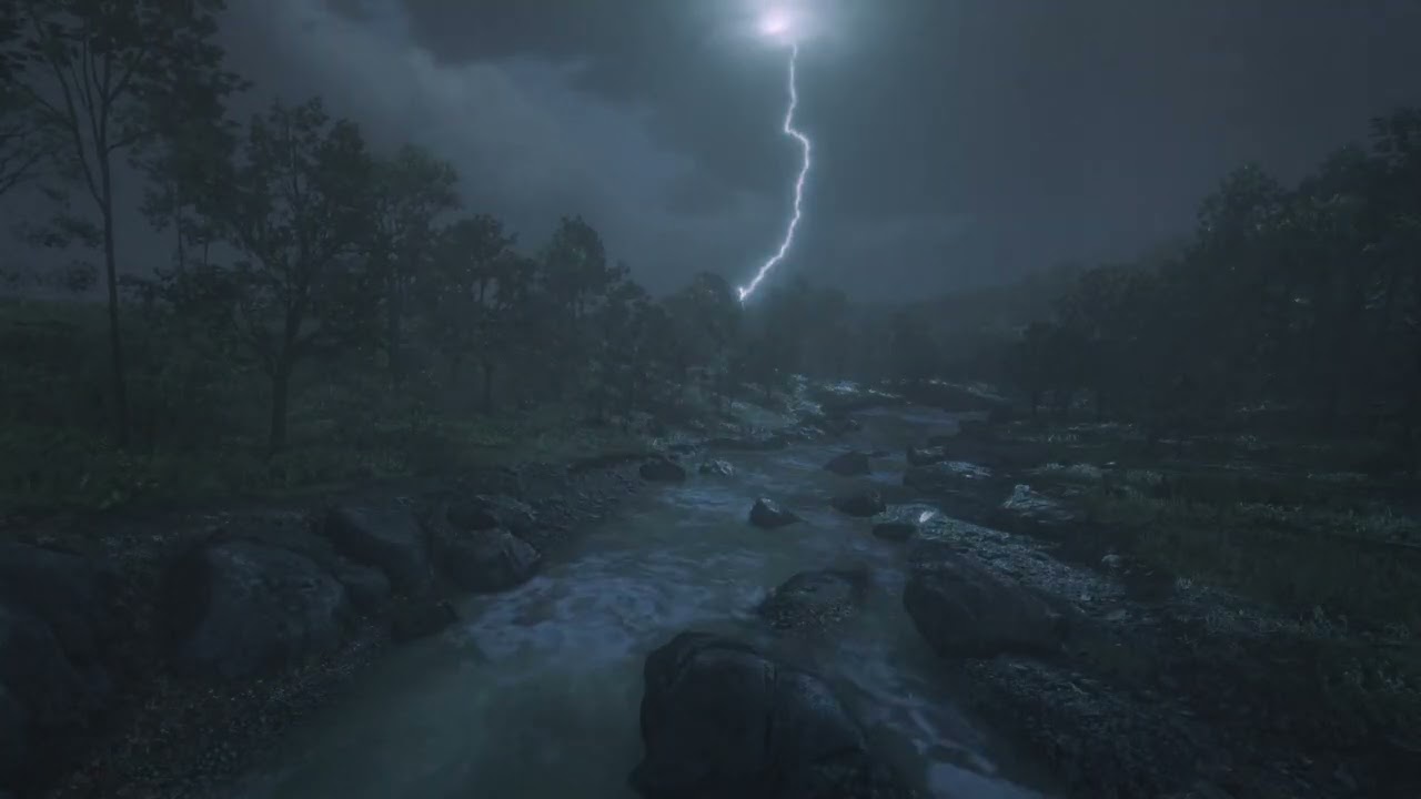 Powerful Thunderstorm | Heavy Rain Sounds | RDR 2