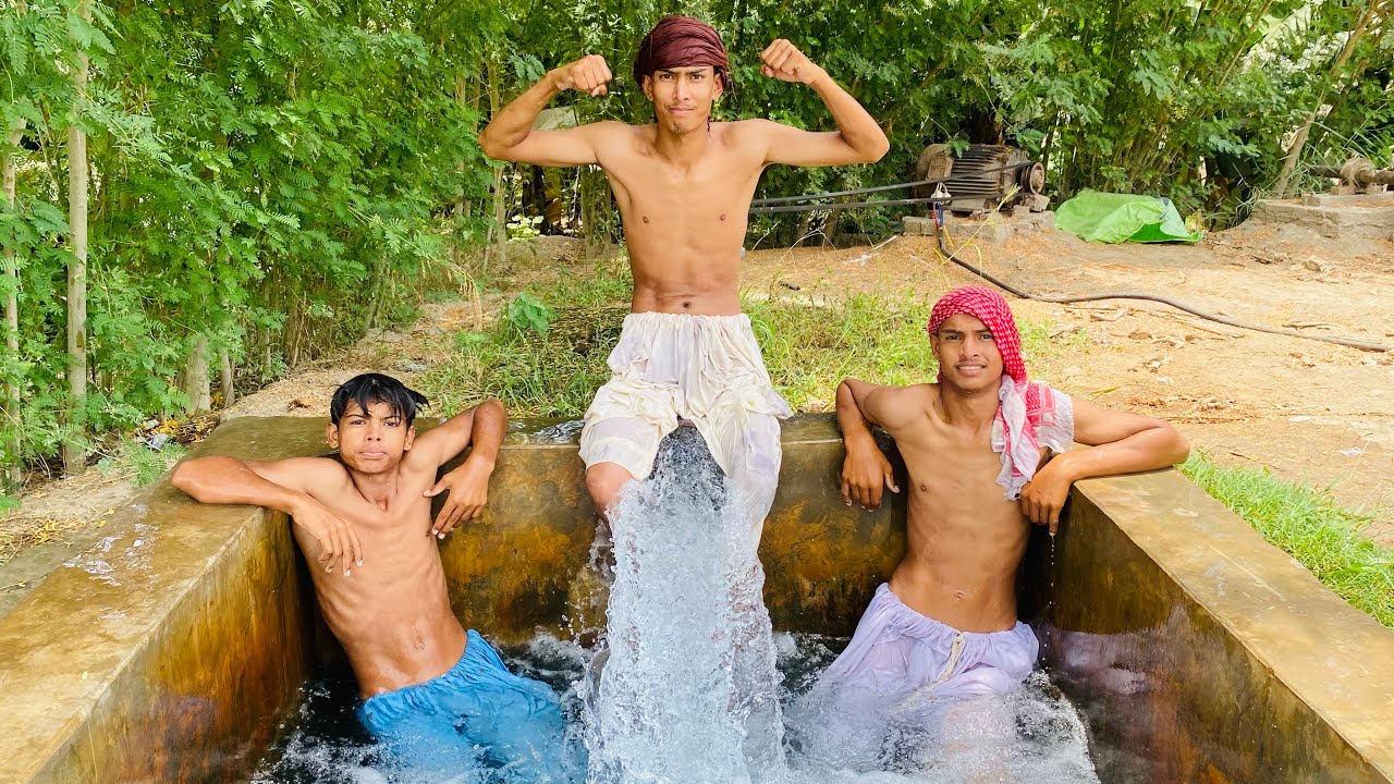 Tubewell Swimming in village part 7 
