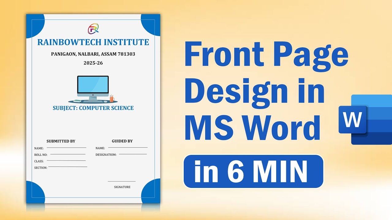 How to Design Assignment Front Page in MS Word | Cover Page Tutorial 2025