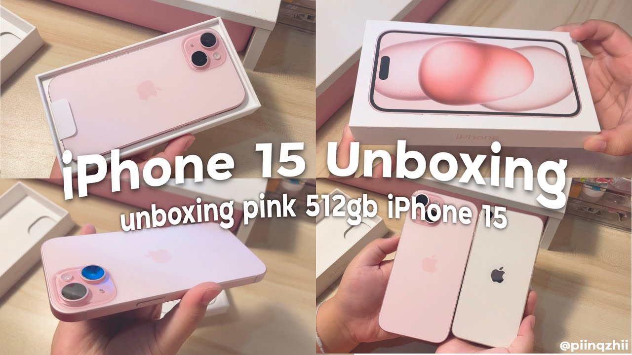 iPhone 15 pink unboxing [eng cc] 🎀 ☆⋆｡ | @piinqzhii
