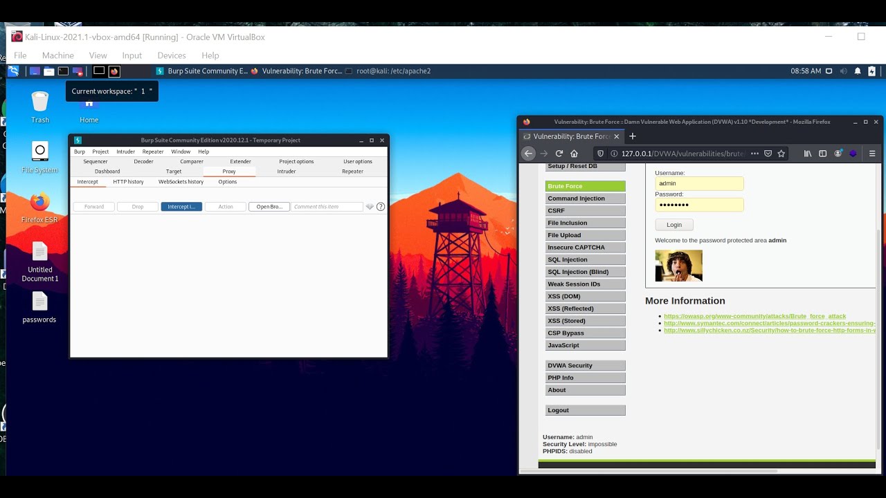 setting up DVWA in burpsuite