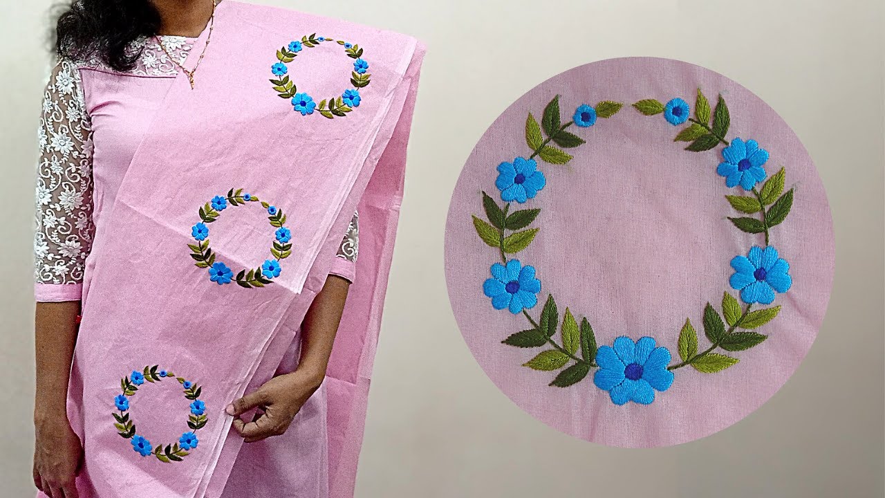 Beginners can design a daily wear saree | Hand embroidery Designer Saree | Malayalam