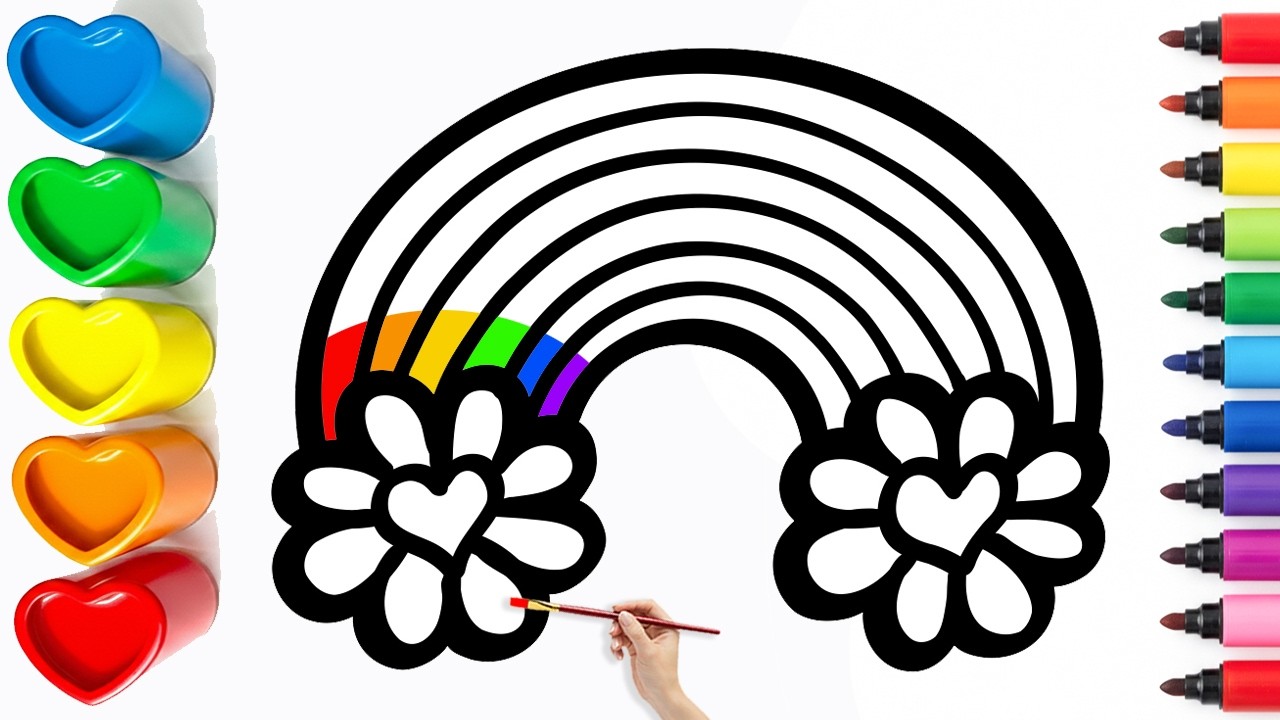 🌈How To Draw a Beautiful Rainbow Flower | Easy Step By Step Tutorial #16