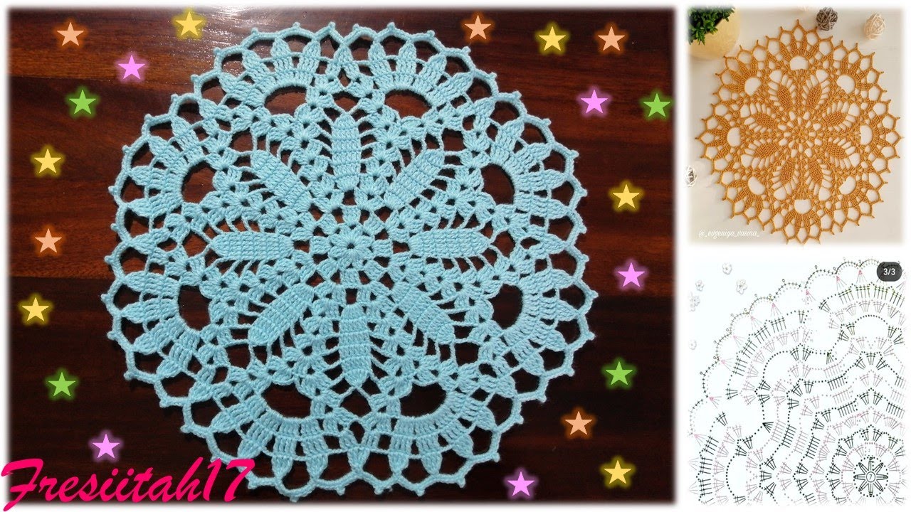 Tapete de 13 hileras con varetas dobles tejido con crochet (diámetro aprox. 38 cm)