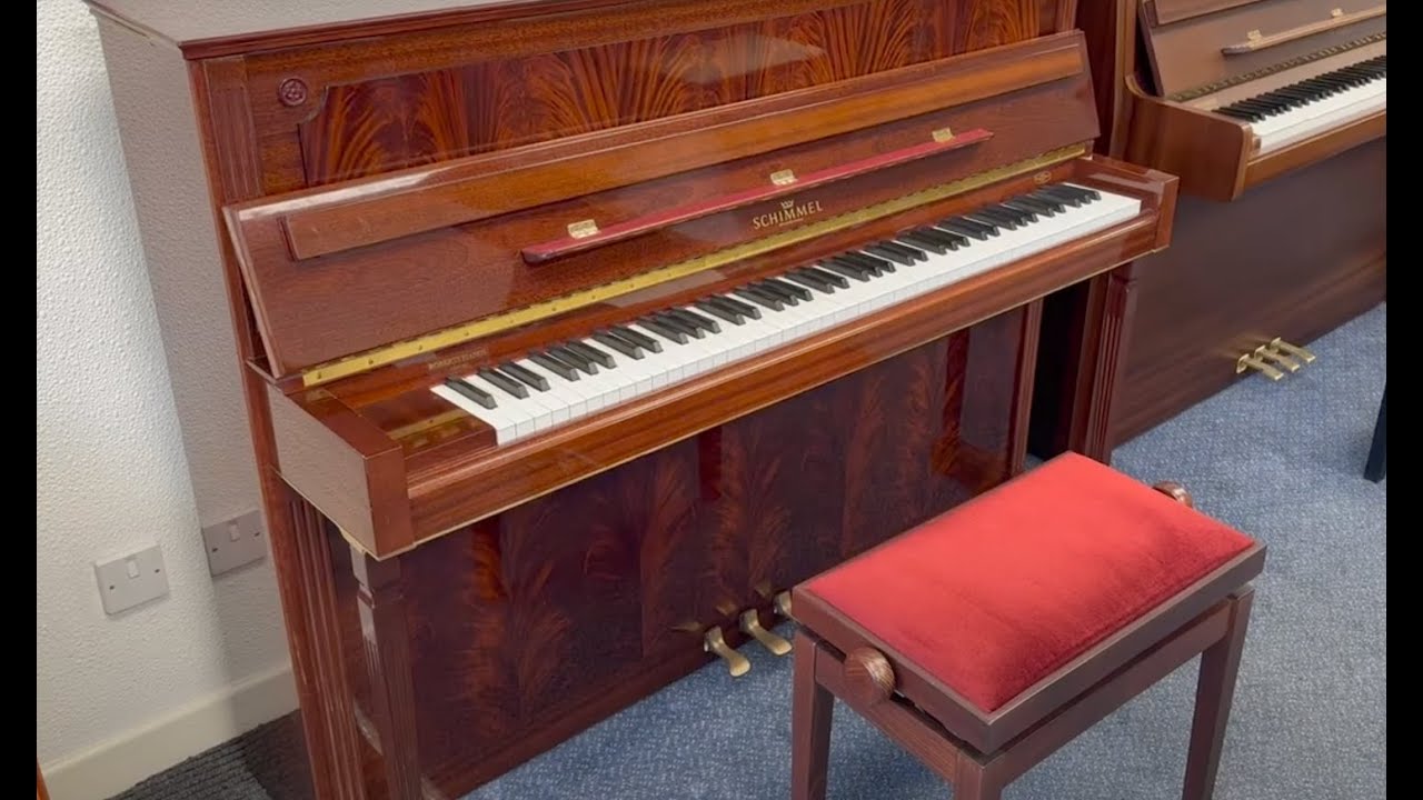 Schimmel upright 1985 + TALL PEOPLE: German pianos have more leg-room cf new  Feurich: