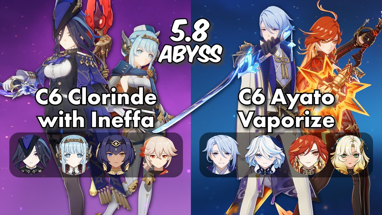 C6 Clorinde Lunar Charge & C6 Ayato Vaporize | 5.8 Abyss | Genshin Impact