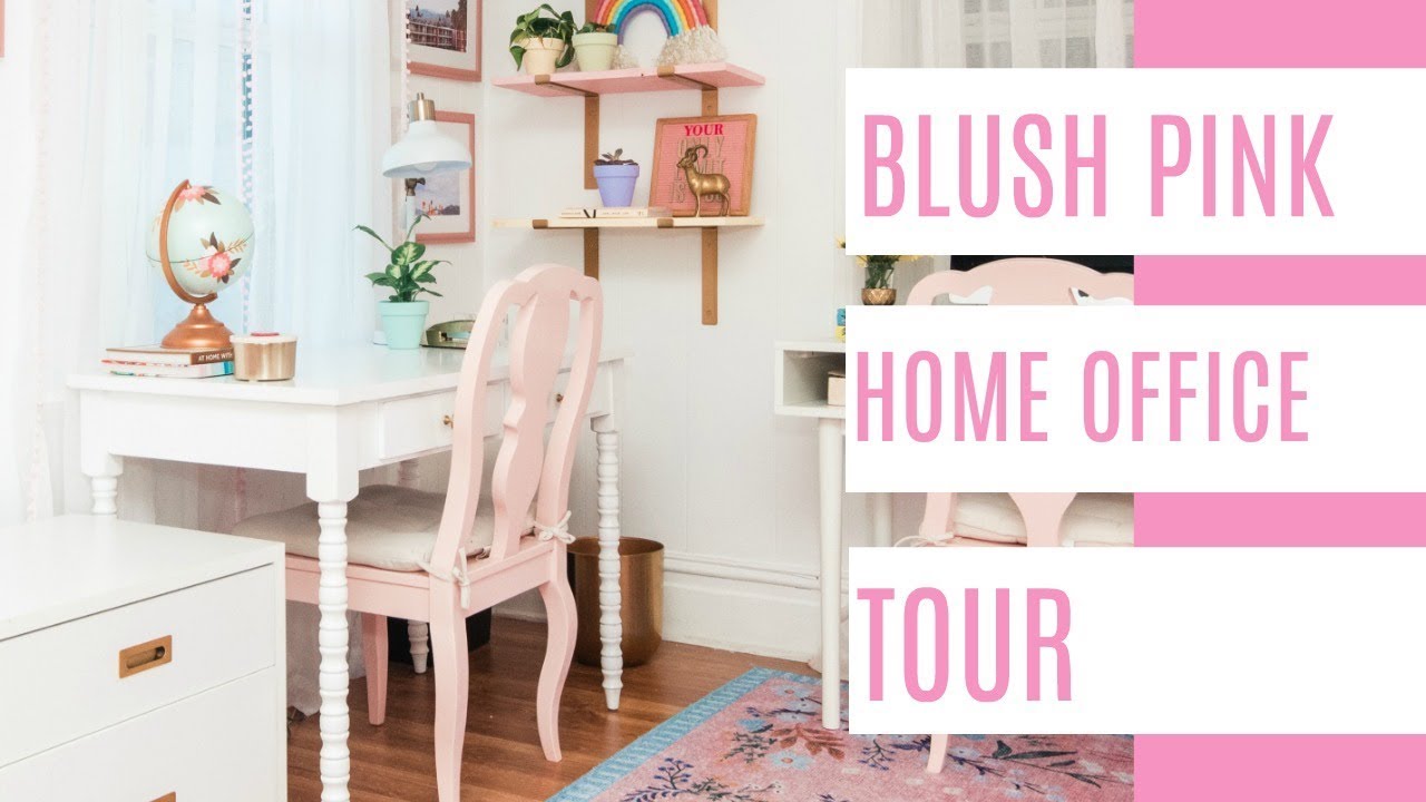 blush pink home office tour