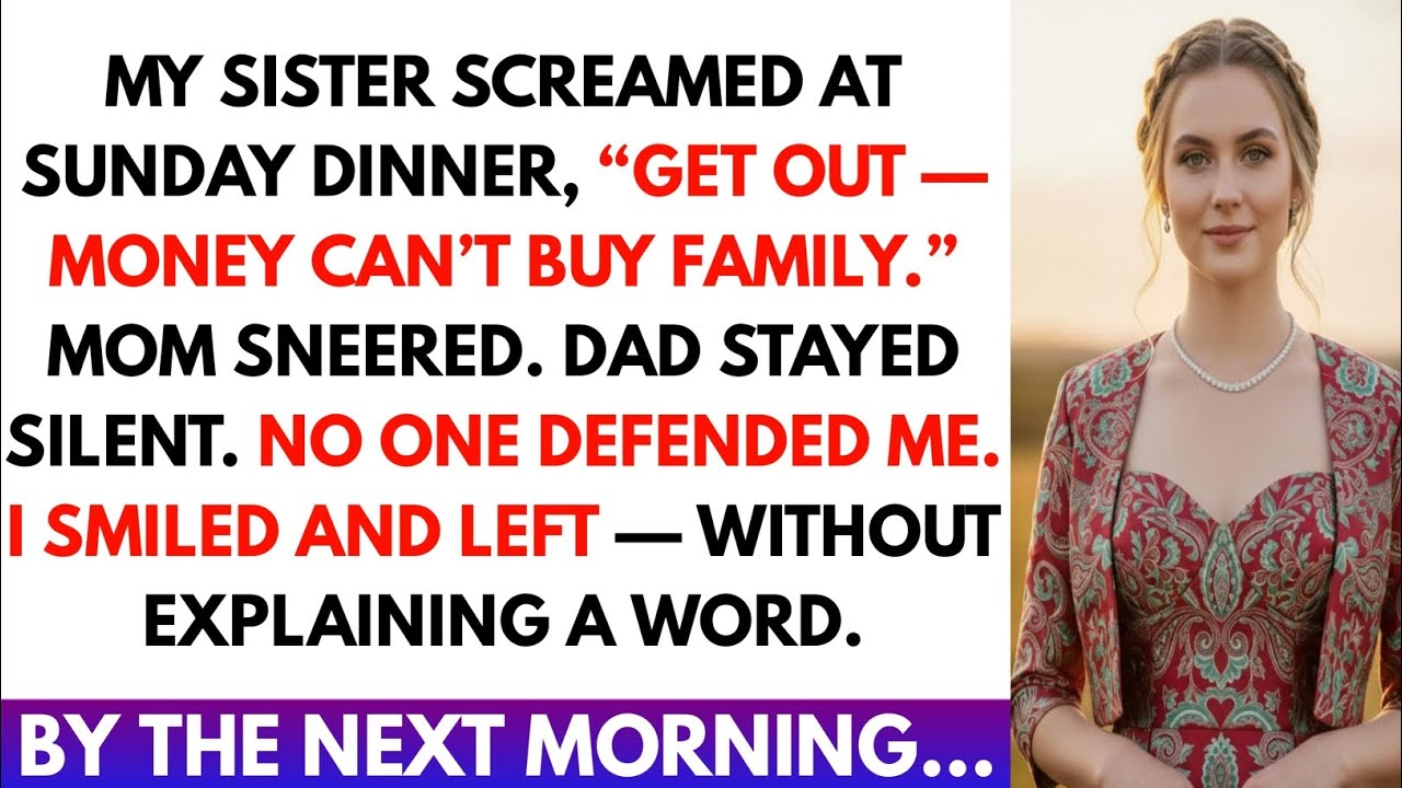 “‘Get Out—Money Can’t Buy Family,’ My Sister Screamed at Sunday Dinner. I Left Without a Word”