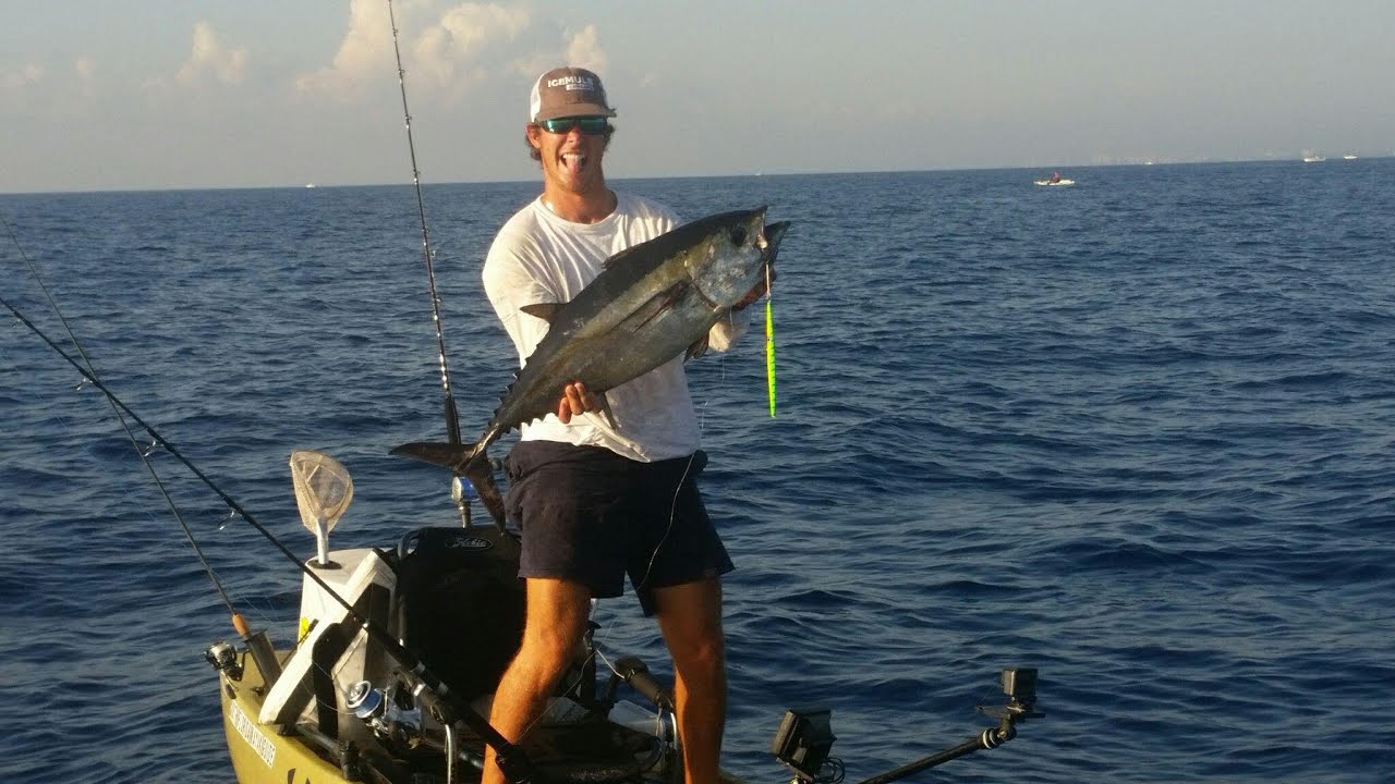 Vertical jigging from kayak