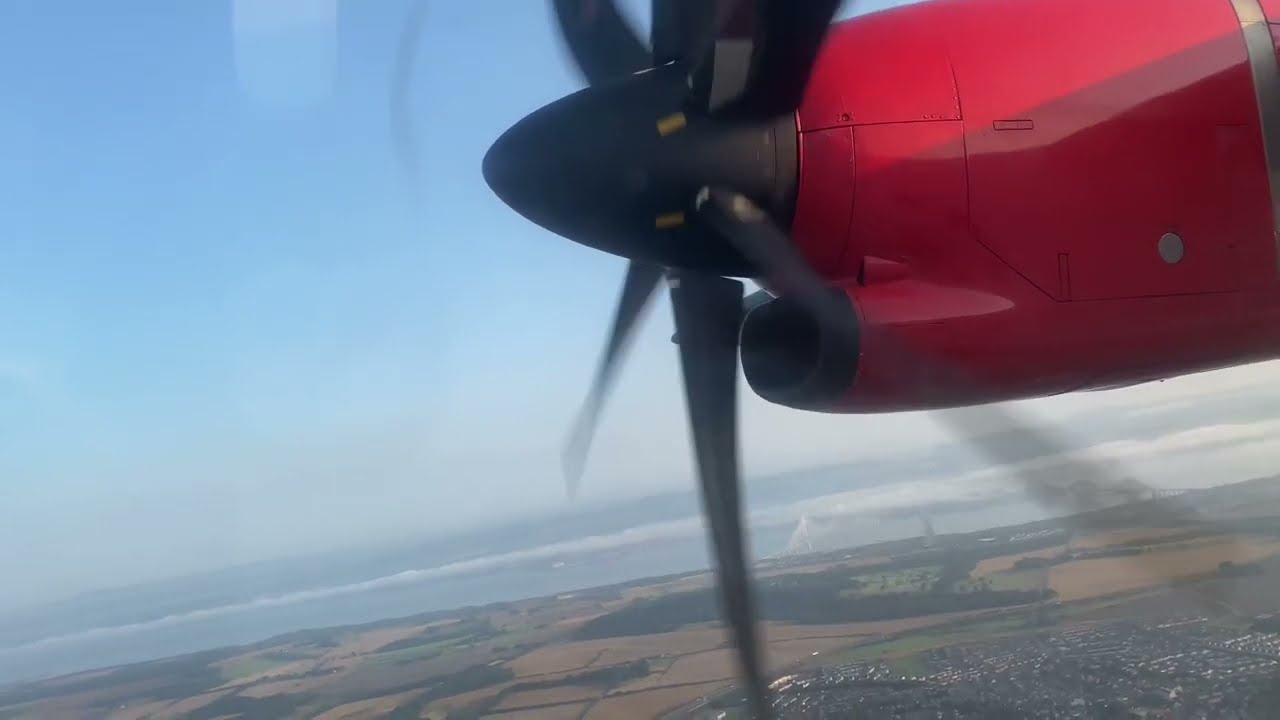 Loganair ATR 42-500 Sunrise takeoff from Edinburgh Airport | G-LMRD