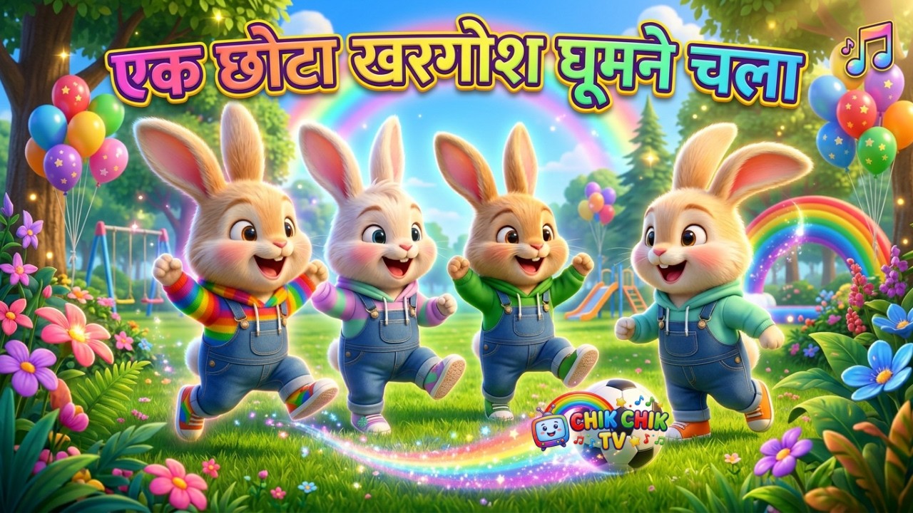 A Little Rabbit Goes for a Walk | Ek Chota Khargosh | Funny Rabbit Song | Hindi Rhymes for Kids