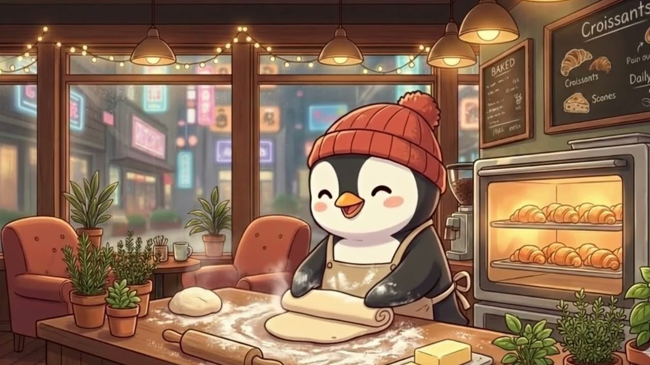 Penguin Café Lofi ☕🐧 | Cozy Beats for Studying, Relaxing & Late Nights